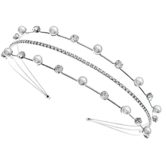MUSEYA Bridal Wedding Hair Accessory Silver Pearl Headpiece Secure Fit for Women 1Pcs