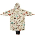 thumbnail image 2 of Oversized Wearable Blanket Hoodie,Red Mushroom Plant Light Pattern Sherpa Blanket Hoodie with Super Pockets,Super Warm Fuzzy Pullover for Women & Men, 2 of 6