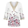 thumbnail image 4 of Taylonsss Fashion Women's Summer V-Neck 3/4 Sleeve Lace Print Casual T-shirt Blouse, 4 of 5
