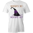 thumbnail image 1 of Where's My Witches At T-Shirt | Cool Halloween White Tee Gift, 1 of 5