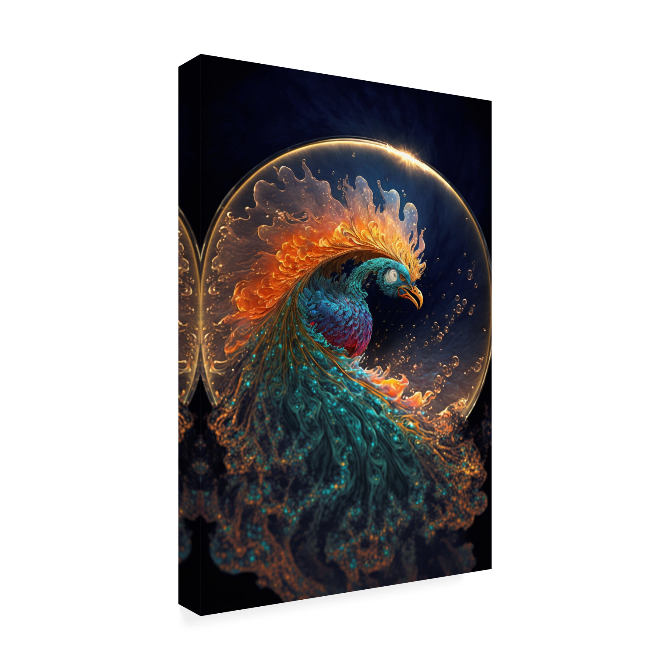 Canvas Wall Art - Ray Heere 'Proud Peacocks 12' Wall Art for Living Room, Bedroom, or Office Décor by Trademark Fine Art - 30 x 47 Inches
