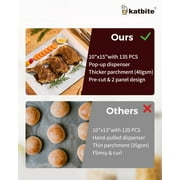 Katbite Pop-Up Parchment Paper Sheets, Heavy Duty Non-Stick Pre-Cut Parchment Paper Sheets,10x15 Inches, 135 Count