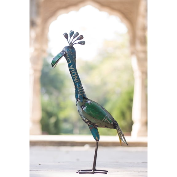 De Kulture Handcrafted Recycled Iron Peacock Decorative Collectible Figurine Showpiece Beautify Home Office Holiday Décor, 5X5.5X19 (LWH) Inches