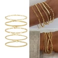 thumbnail image 3 of 5 piezas de tobilleras con cadena delicada para mujer Tobilleras minimalistas para chicas adolescentes Tobilleras de moda para verano para mujer, 3 of 7