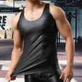 thumbnail image 3 of Pink Season Men Club Vest Solid Color Smooth Surface Slim Fit Sleeveless Round Neck Cooling Breathable Faux Leather Plus Size Club Tank Top Men Clothes, 3 of 7