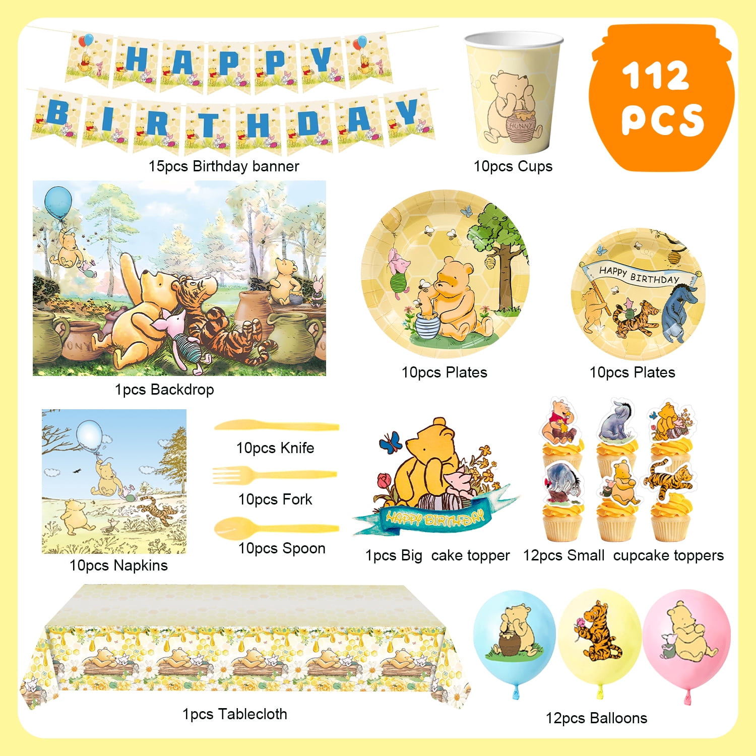 Winnie-Babyparty-Dekorationen 2er Set – Vintage Stuhlschilder Aus Baumwoll-Leinen, 38x127 Cm, Gelb