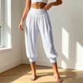 thumbnail image 4 of Capri Pants for Women Solid Plus Size Harem Joggers High Waist Yoga 7/8 Casual Womens Pants White XXL, 4 of 5