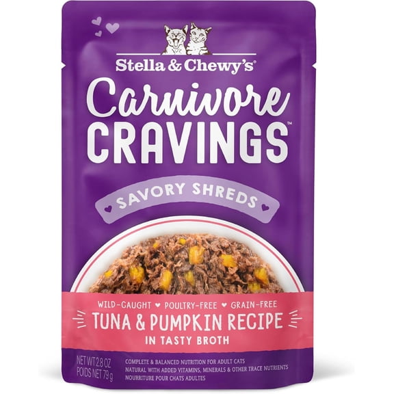 Stella & Chewy's Wet Food for Cats - Carnivore Cravings Tuna & Pumpkin Recipe - 2.8 Ounce Pouch/12 ct