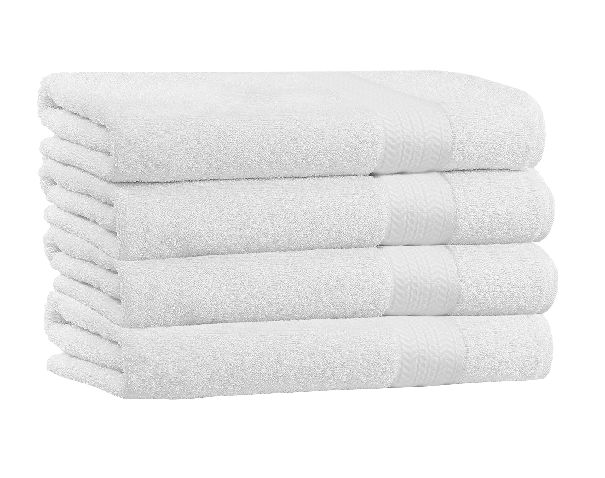 4 pack white premium 100% cotton hotel bath towel plush 27x50 14# dozen pegasus 