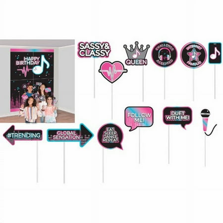 Internet Famous Birthday Scene Setter Photo Backdrop W/12 Props Plastic 6ft High