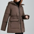 thumbnail image 4 of HOMBOM Coats for Women Winter Puffer Softshell Coffee Heavy Windproof Outerwear Hooded Ladies Jackets, 4 of 9