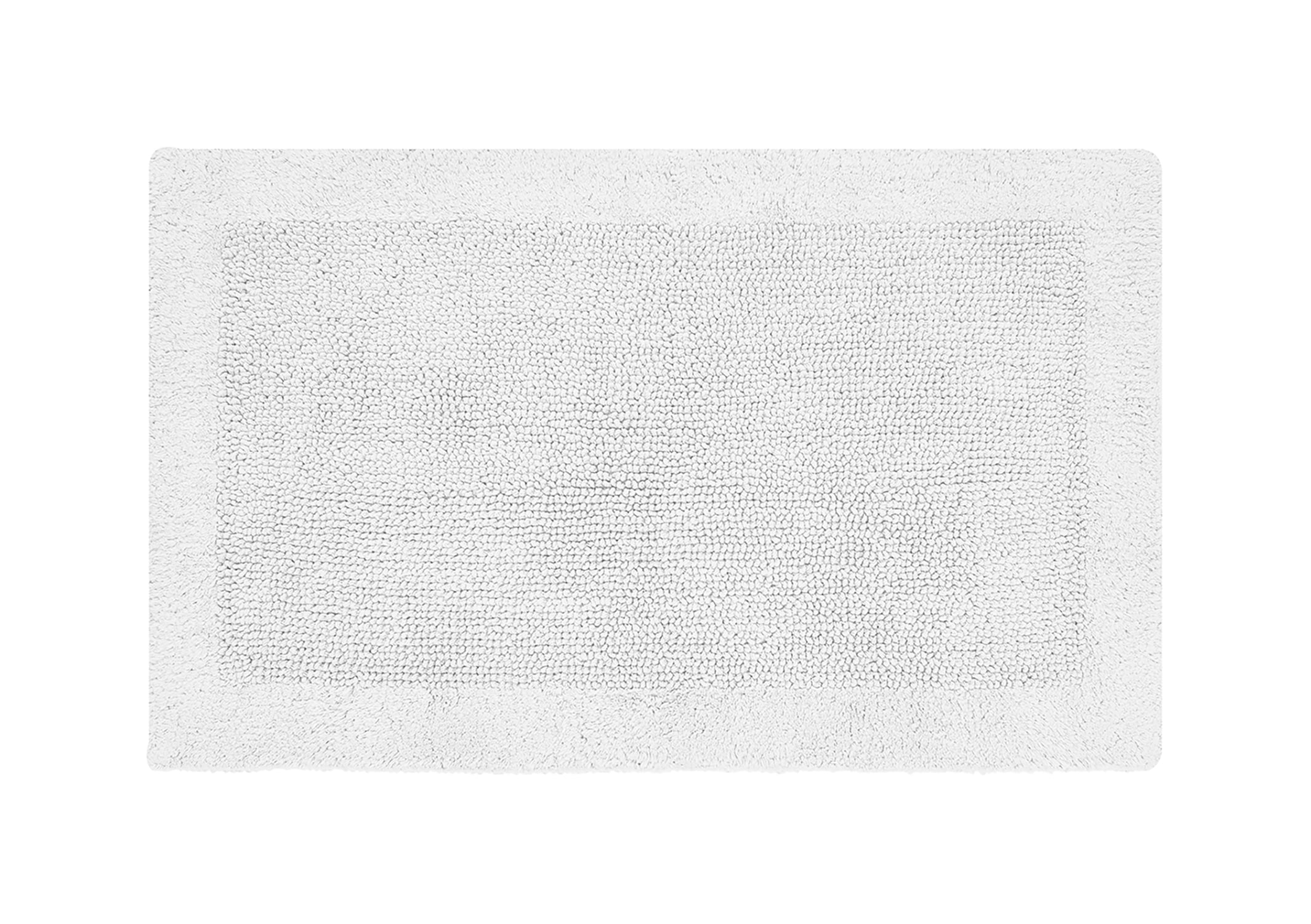 Better Trends 21" x 34" Premium Bathroom Rugs 100% Cotton Soft Reversible Tufted Bath Mat Water Absorbent Bath Rug Ideal for Bathroom Shower and Tub Use (White) Edge Collection
