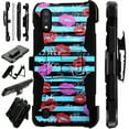 thumbnail image 1 of WORLD ACC LuxGuard Holster Case Compatible with Samsung Galaxy A01 Hybrid Phone Cover (Blue Stripe Kiss), 1 of 2
