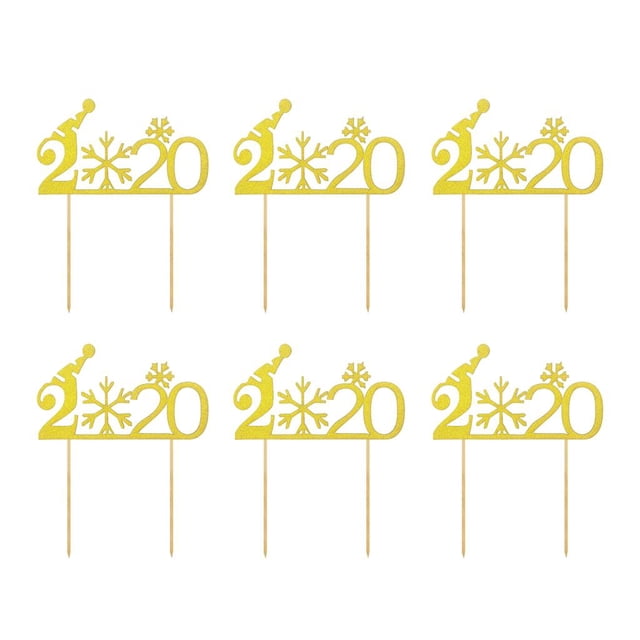 Feliz año Hello 2020 Cake Topper - 6X Hecho Hello 2020 New Year' Postre Cake Topper para Hello 2020 New Year Party Decor Supply dorado perfecl Topper de pastel de Navidad
