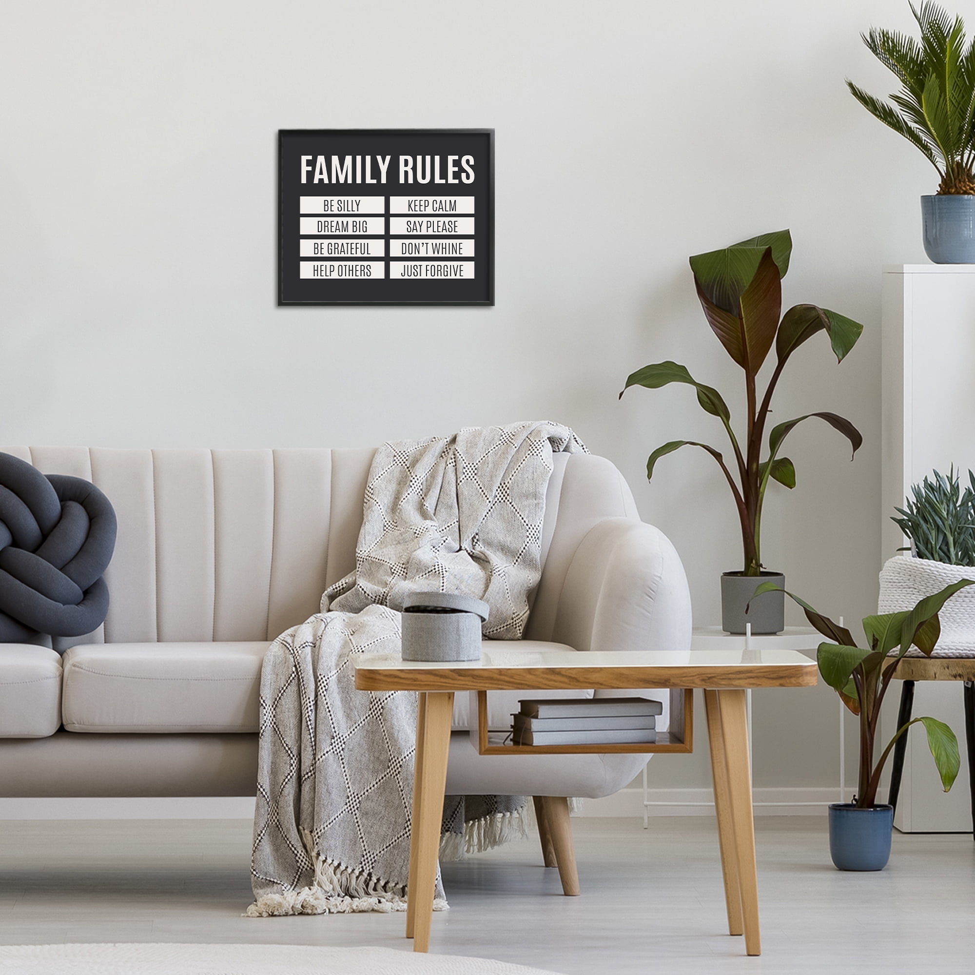 Stupell Industries Family Rules Simple Black Black Framed Giclee Art, design by SD Graphics Studio