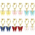 thumbnail image 1 of SHareconn 6 Pairs Butterfly Clip On Hoop Earrings for Women Drop Dangle Hoop Earrings Non Pierced Earrings Set, 1 of 5