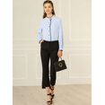 thumbnail image 3 of INSPIRE CHIC Women's Button Down Office Ruffle Stand Collar Long Sleeve Work Shirt, 3 of 4