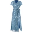 thumbnail image 1 of B91xZ Robes Formelles pour Femmes Printemps Été Col en V Profond Élégante Robe Mini Nœud Papillon, Bleu G, 1 of 4