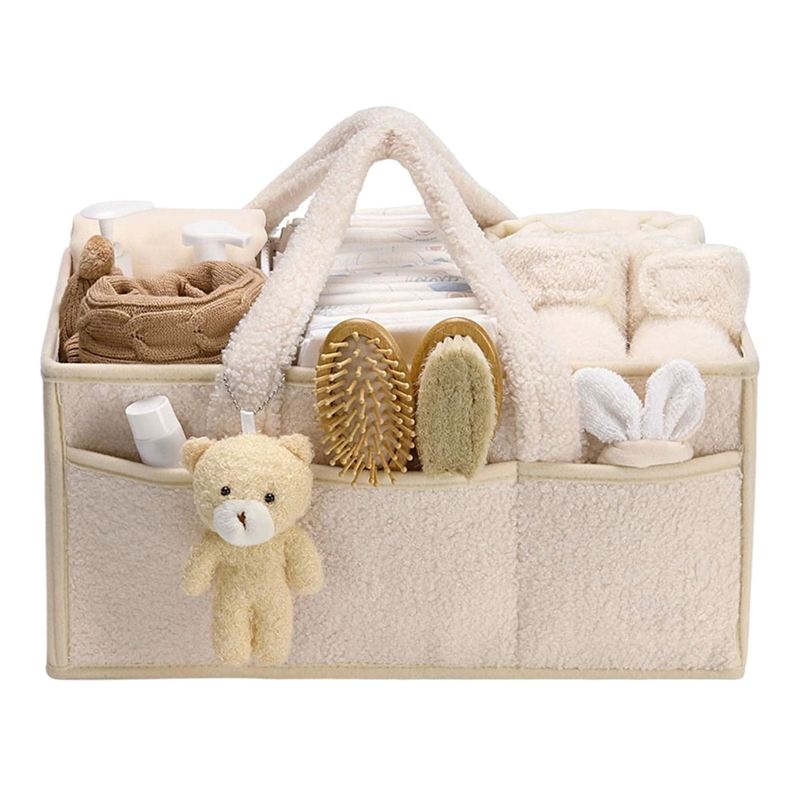 Changing Bag Organiser, Portable Baby Nappy Caddy Organiser, Plush Changing Bag Organiser, Double Velcro Changing Organiser with Interchangeable Compartments, Baby Nappy Changing Basket