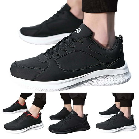 

LYCAQL Men Shoes Casual Fashion Large Size Leather Solid Color Lace Up Casual Shoes Running Mens Go Walk 5 Qualify Sneaker (Black 11)