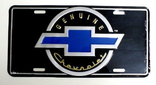 Chevrolet Chevy Embossed Bowtie Logo Aluminum Metal Car License Plate Sign Tag 