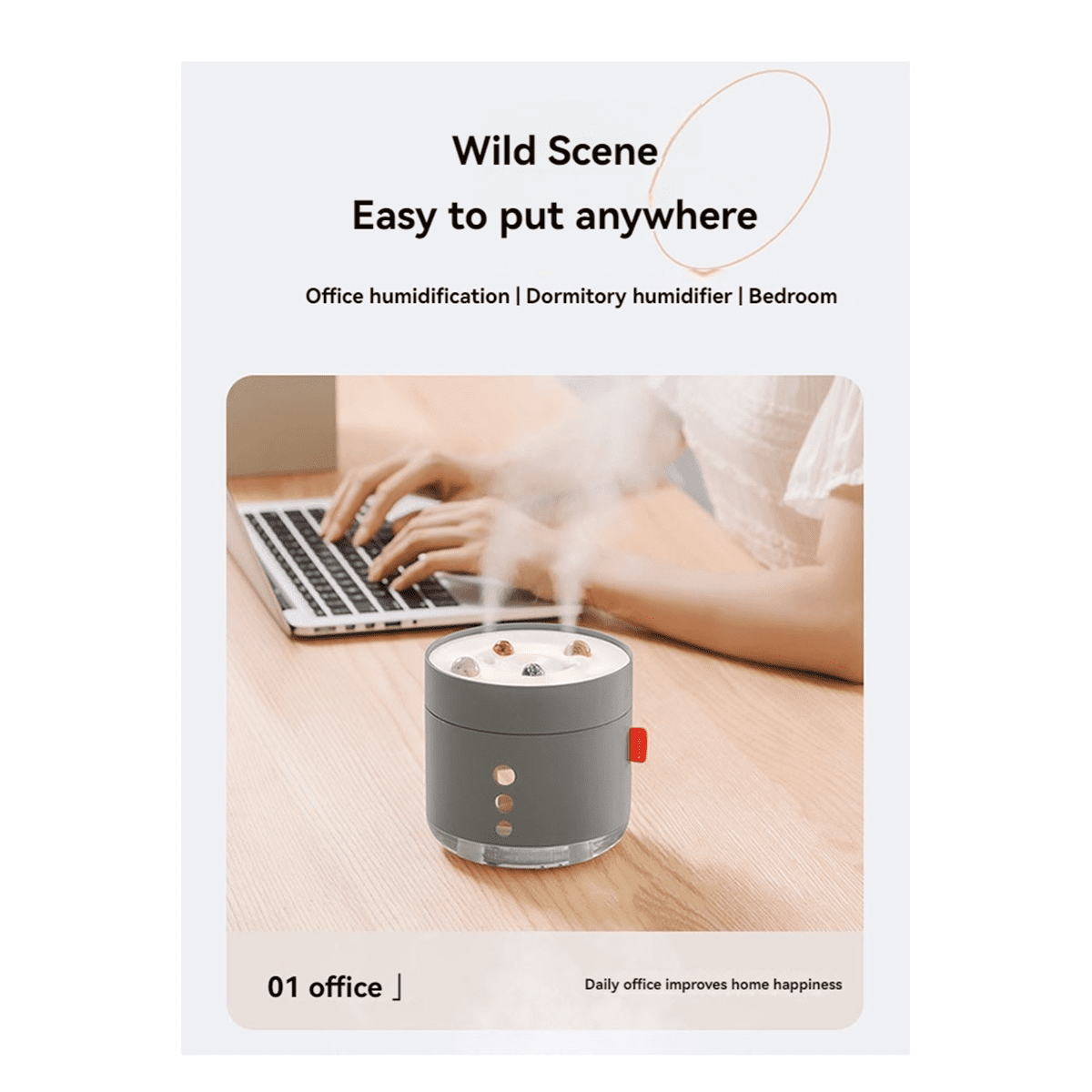 Small Humidifiers 800ml Desk Humidifiers Quiet Operation Night Light Function Two Modes for Bedroom Babies Room Office B