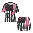 thumbnail image 2 of Yiaed Ribbon Breast Cancer Awareness Print Short Sleeve Pajama Sets for Women Casual Crew Neck 2 Piece Lounge Sets Women's Short-Sleeved Pajama-Large, 2 of 5