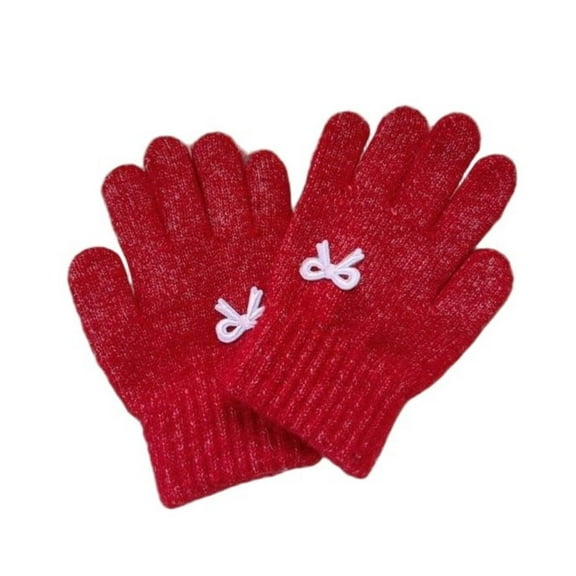 ZACPNCV Kids Winter Gloves for Boys Girls Warm Wool Lined Gloves Toddler Thermal Knitted Mittens Red Free Size