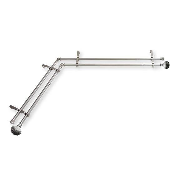 Domovina Eric 13/16" Corner Window Double Curtain Rod-Color:Satin Nickel,Size:66"-120"