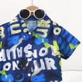 thumbnail image 6 of NIEWTR Kids Summer Outfits Toddler Boy Outfits 2T 3T 4T 5T Clothes Summer Kids Pattern Short Sleeve Button Down Shirt & Shorts Set(A1-Blue,18-24 Months), 6 of 7