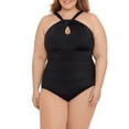 thumbnail image 5 of Embrace Your Curves™ By Miracle Brands® Women's and Women's Plus Sloane Keyhole Front One Piece Black Swimsuit, 5 of 8