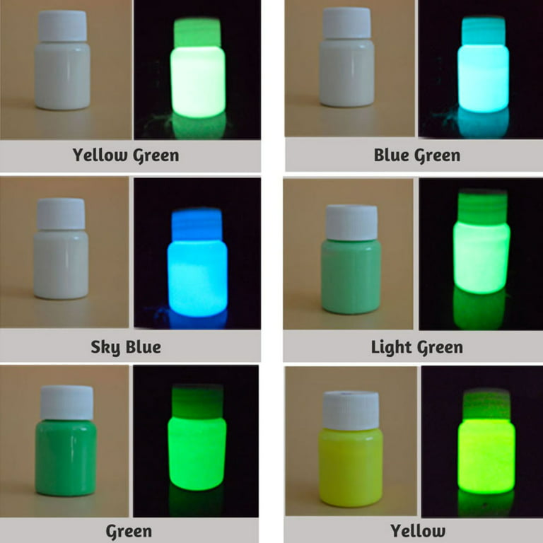 Luminous Extreme Glow in The Dark Paint - Set of 8 x 20 ml / 0.7 fl oz pots  - Self-Luminous Glowing Neon Paints – High Pigmentation Long-Lasting