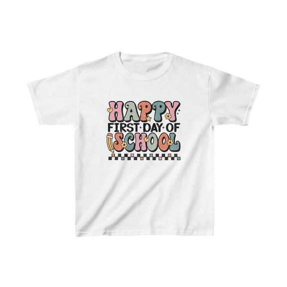 Happy First Day of School Retro Youth T-shirt Vintage School Kids Shirts Large