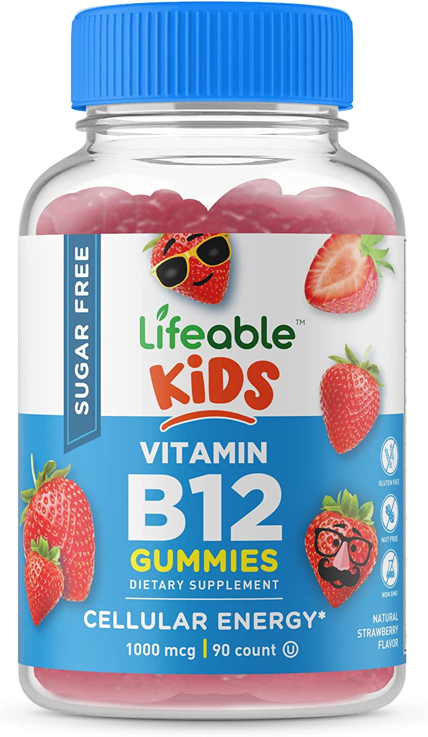 Lifeable Sugar Free B12 for Kids, 1000 mcg, 90 Gummies