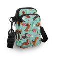 thumbnail image 3 of FUIALDOLG Lightweight Cell Phone Purse for Travel Daily Use, Polyester Double Deck Crossbody Bag, Dachshund & Floral Pattern, 3 of 10
