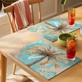 thumbnail image 4 of Boho Coastal Beach Placemats Set of 8 Tropical Ocean Coconut Flower Plant Place Mats Indoor Wipeable Table Mats Washable Cloth Dining Table Placemats for Kitchen Holiday Party Home Decor 13x19 Inch, 4 of 9