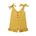 thumbnail image 2 of ITFABS Baby Girls Summer Sleeveless Romper Lace-up Button Down Ruffled Jumpsuit, 2 of 8