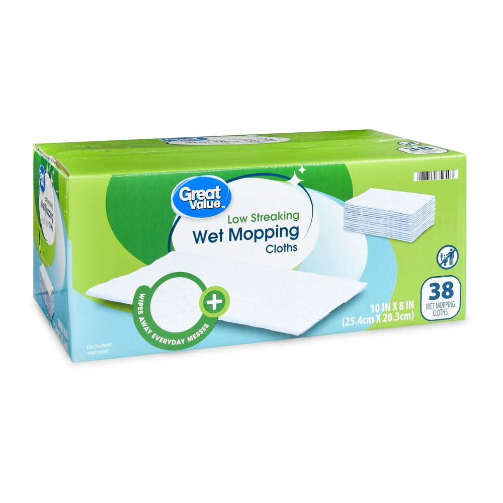Great Value Wet Mopping Cloth Refills, 38 Count