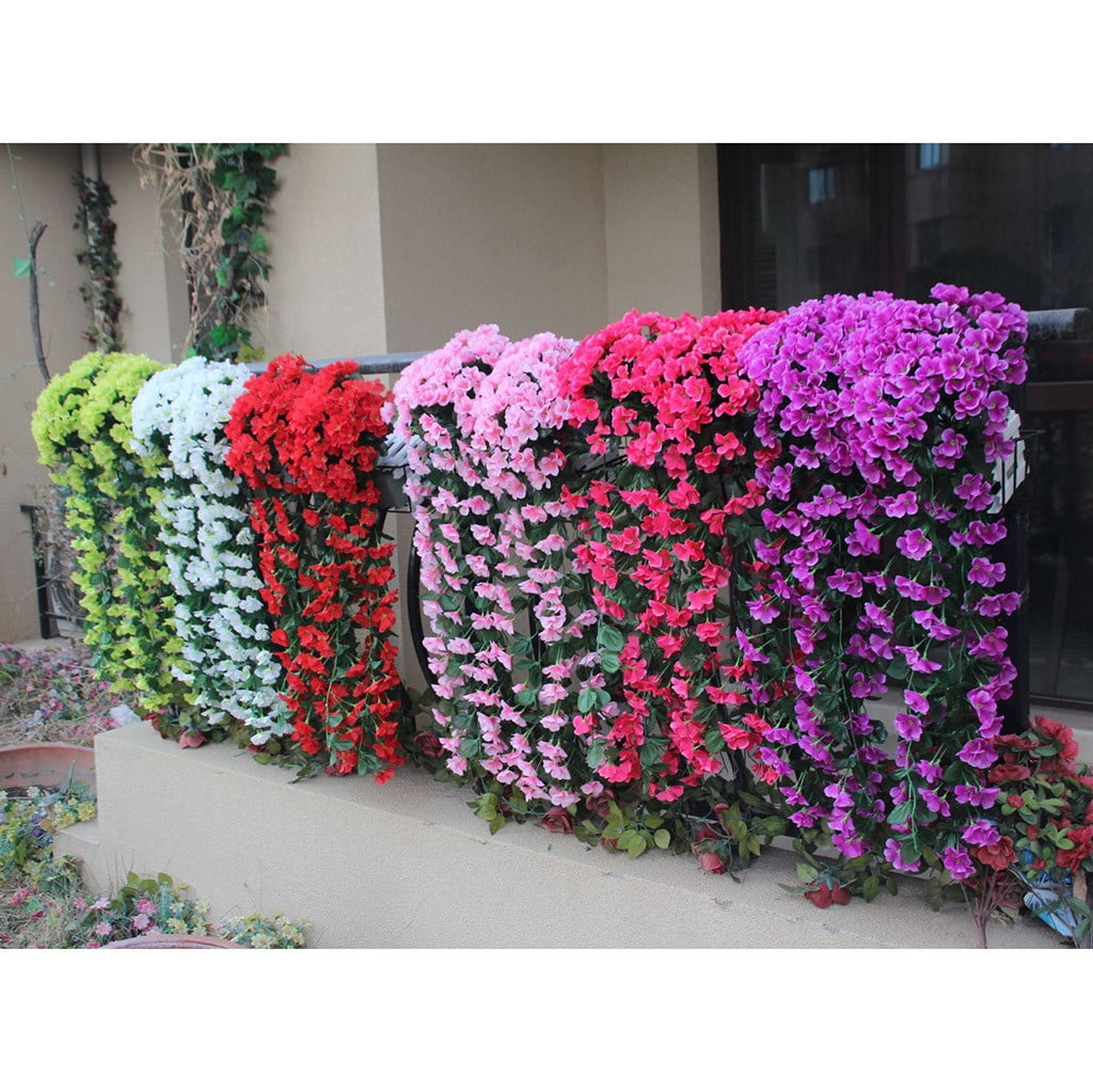 Fake Flowers, Faux Hanging Plants Outdoors, Silk Flowers for Home Decor Indoor Summer Porch Patio Garden Wall (Pink/1 Pcs) 33.46Inches