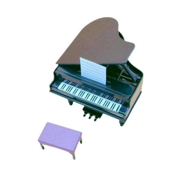 Xuanheng Dollhouse Piano with Stool Musical Instrument for 1:12 Scale Dollhouse Decor