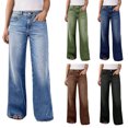 thumbnail image 5 of JUUNthy Jeans for Womens, Loose Fit Wide Leg High Rise Casual Daily Denim Pants with Pockets Blue XL, 5 of 15