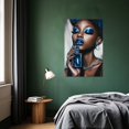 thumbnail image 2 of ZHONGYUTONG Blue African American Wall Art Black Women Art Wall Decor Elegant Woman Canvas Prints Fashion Charm Girl Poster for Female Bedroom Home Framed (12.00" x 18.00"), 2 of 5