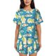 thumbnail image 1 of Fotbe Cute Polar Bear Fishing Conjunto de Pijama Estampado para Mujer, 2 Piezas, Ropa de Dormir con Camiseta de Manga Corta y Shorts Suaves-Large, 1 of 6