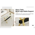 thumbnail image 5 of Modern Glass Dining Table Set 79" with 8 Black PU Chairs, Gold Legs, Rectangular, Home/Office. Tempered Glass Top, Metal Frame. Easy Assembly., 5 of 12