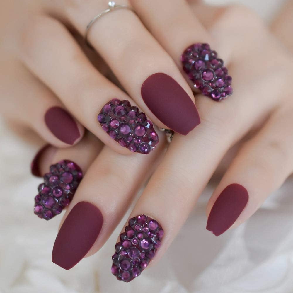 CoolNail Ballerinas Matte burgundy Coffin False Nails 3D