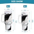 thumbnail image 3 of White Black Marble Texture Tumbler with Handle and Straw Lid 40 oz Insulated Vacuum Water Bottle Stainless Steel Travel Cup, 3 of 9