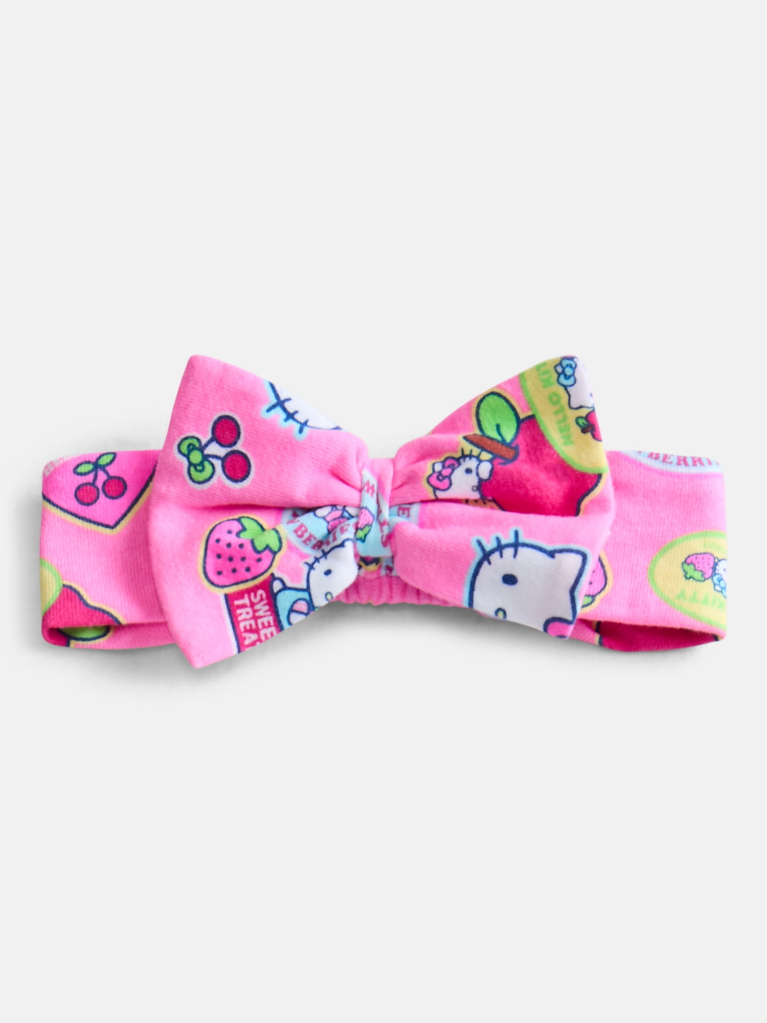 Hello Kitty Baby Girls Spaghetti Strap Print Romper with Matching Bow Headband, Sizes 0/3M-24M
