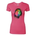 thumbnail image 2 of Lion Paint Art Splatter Abstract Art Animal Lover Womens Slim Fit Junior Tee, Hot Pink, 2XL, 2 of 3