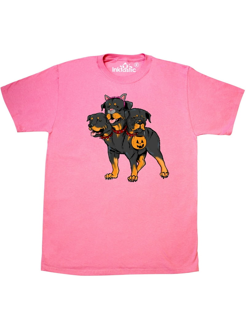Inktastic Trick or Treating Cerberus Rottweiler in Cat Costume T-Shirt