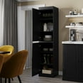 thumbnail image 3 of 100% Solid Wood 16.5" Kitchen Pantry Storage Cabinet with Doors and Adjustable Shelves, Black Wooden Cabinet, 3 of 7